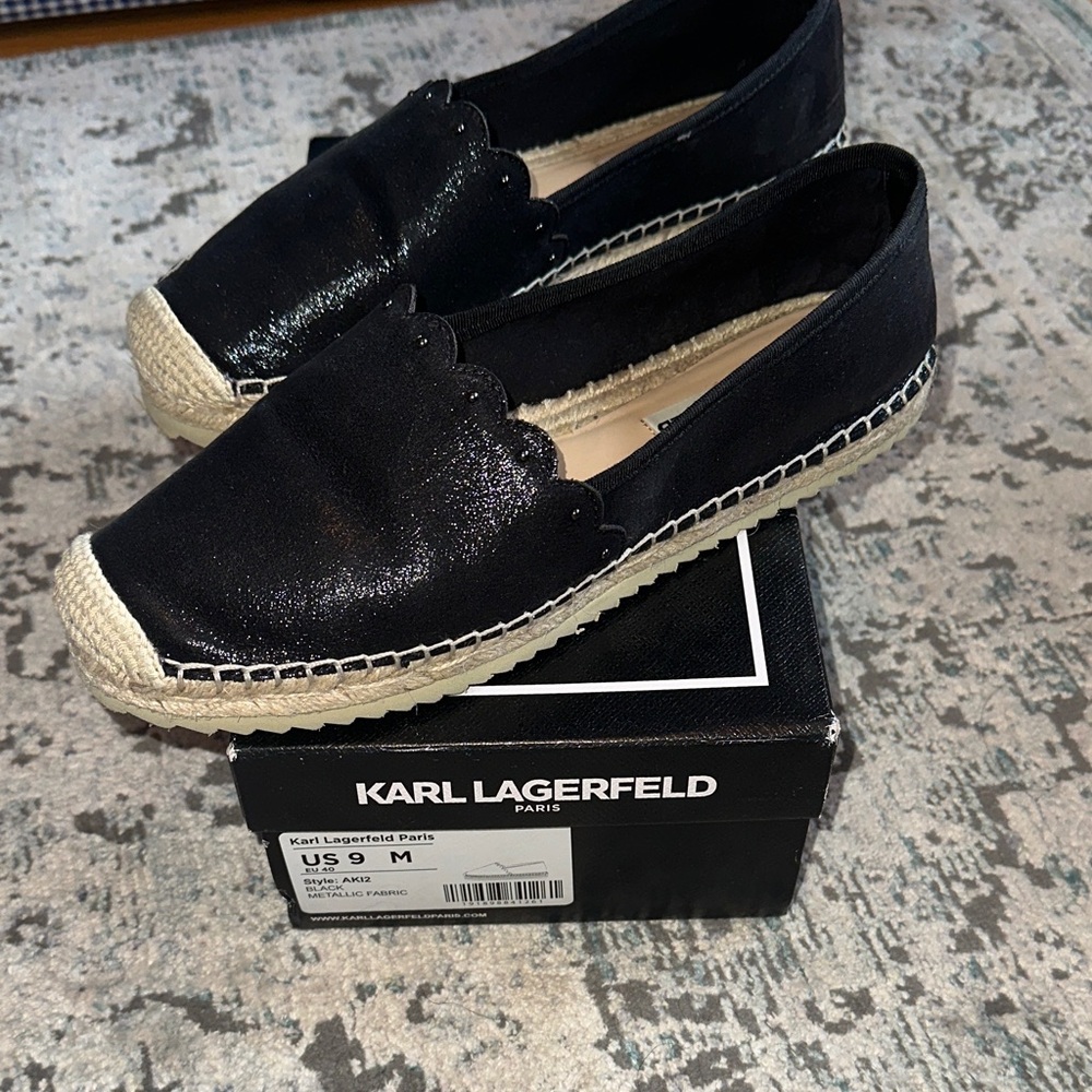 Karl Lagerfeld Shimmering Black Espadrilles